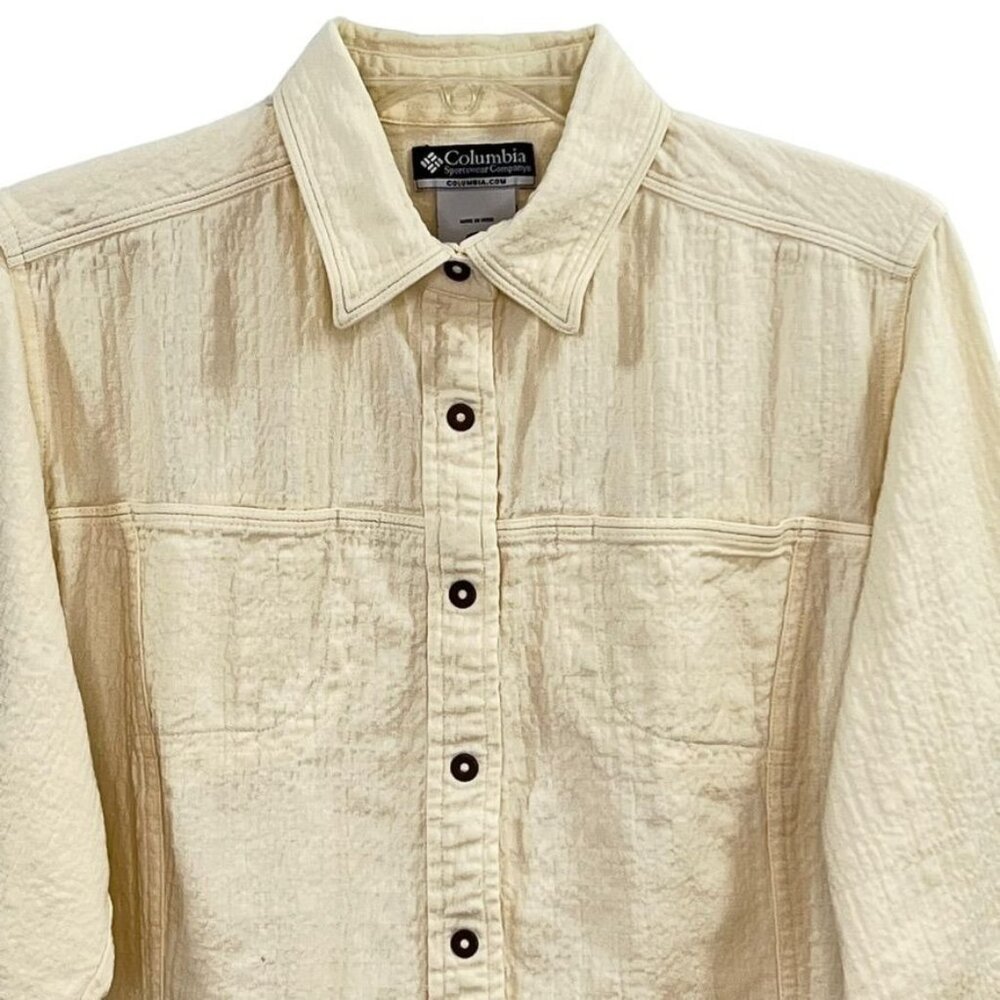 Columbia Sportswear Womens Long Sleeve Blouse Sz L Collar Pocket Cuffs Yellow